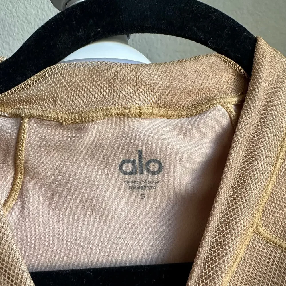 Alo Yoga Tan Textured Tulle Longsleeve